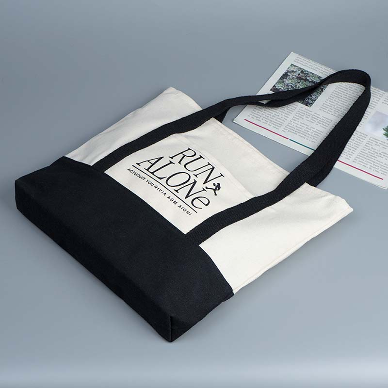 Spliced Color Canvas Tote Bag