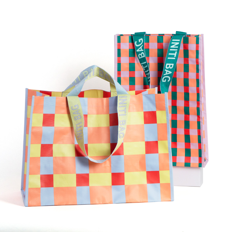 Custom Plaid PP Woven Tote Bag