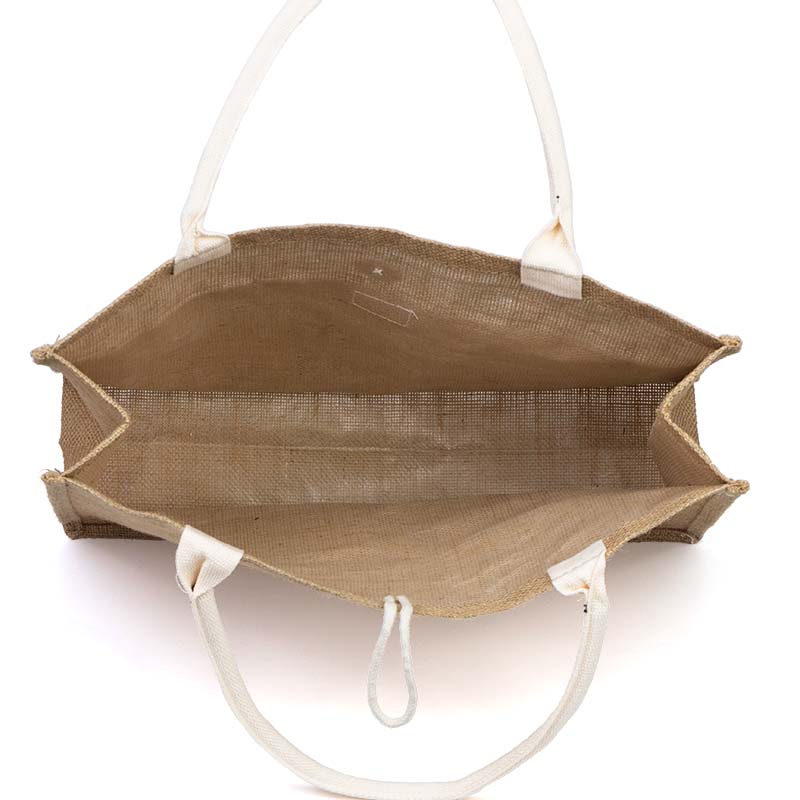 Jute Tote Bag with Canvas Front Pocket