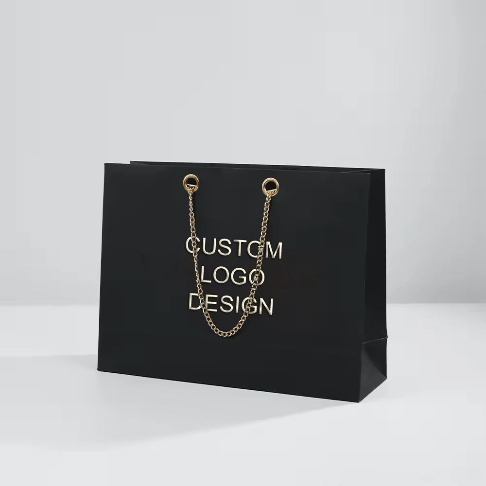 Luxury Paper Gift Bag with Gold Chain Handle