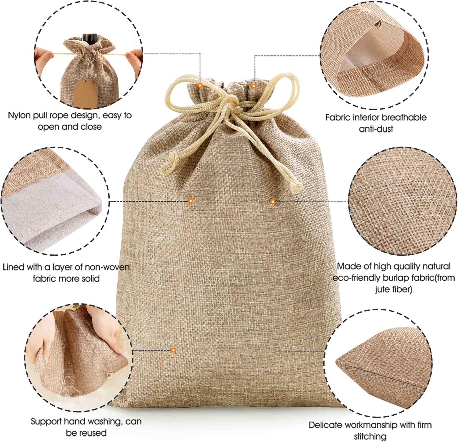Burlap Jute Drawstring Gift Bag