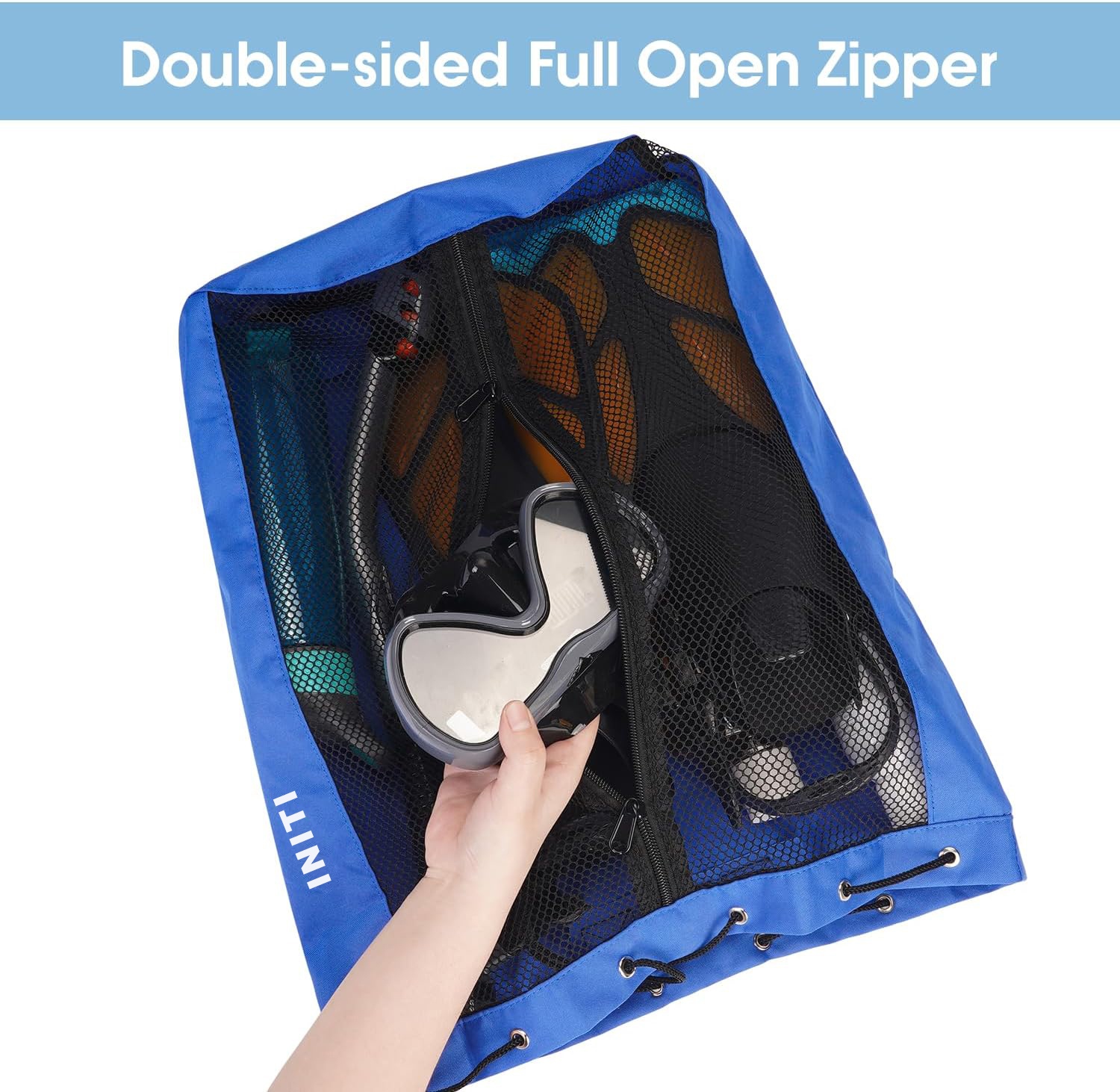Zippered Mesh Swim Backpack with Wet Pocket