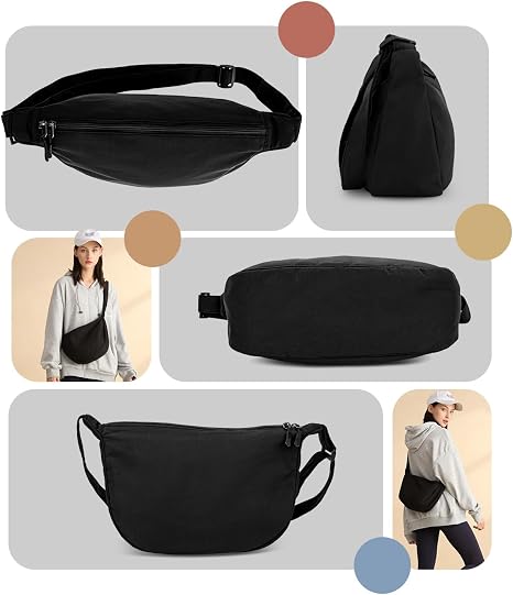 Polyester Crescent Crossbody Bag with Adjustable Strap