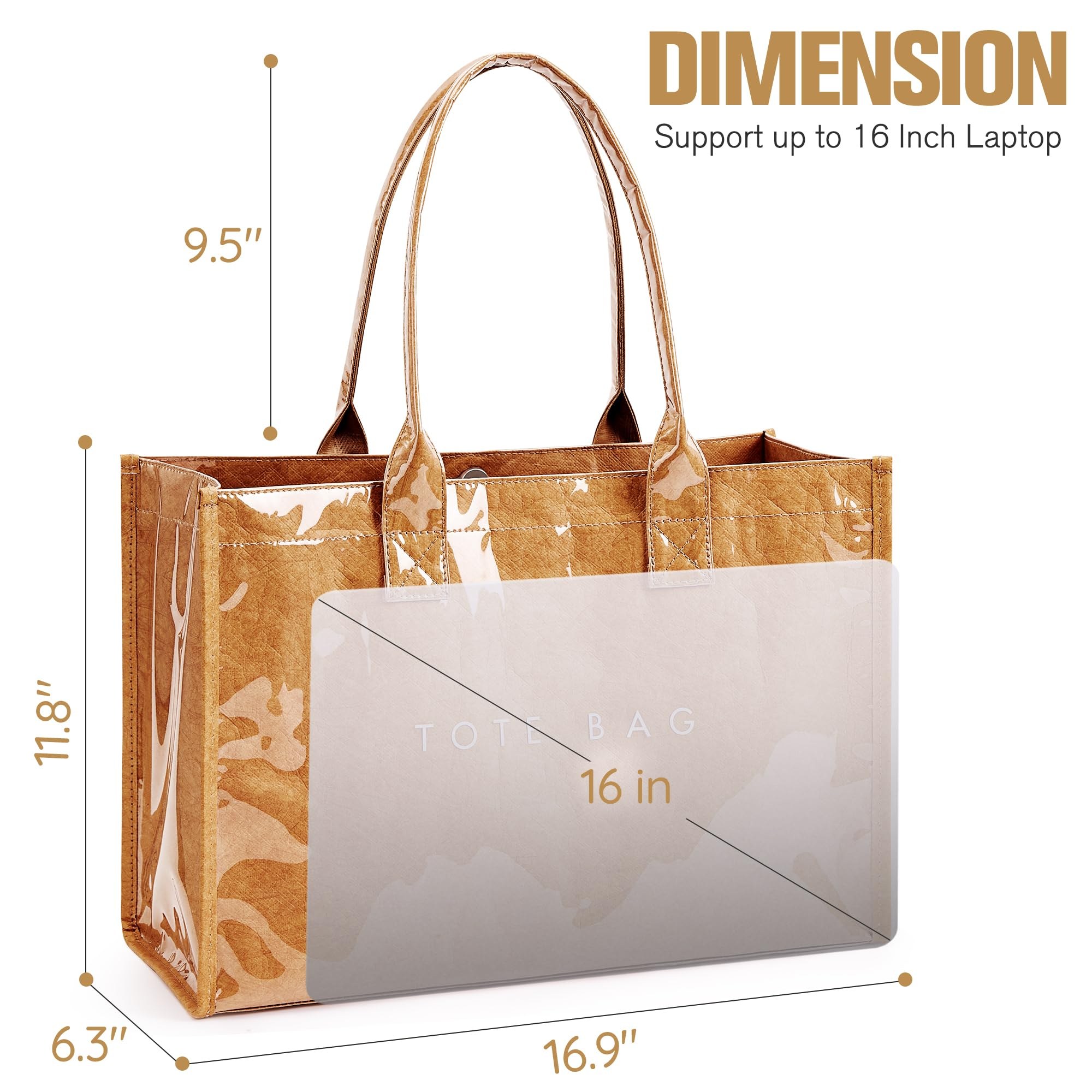 Large Clear PVC Kraft Paper Tote Bag