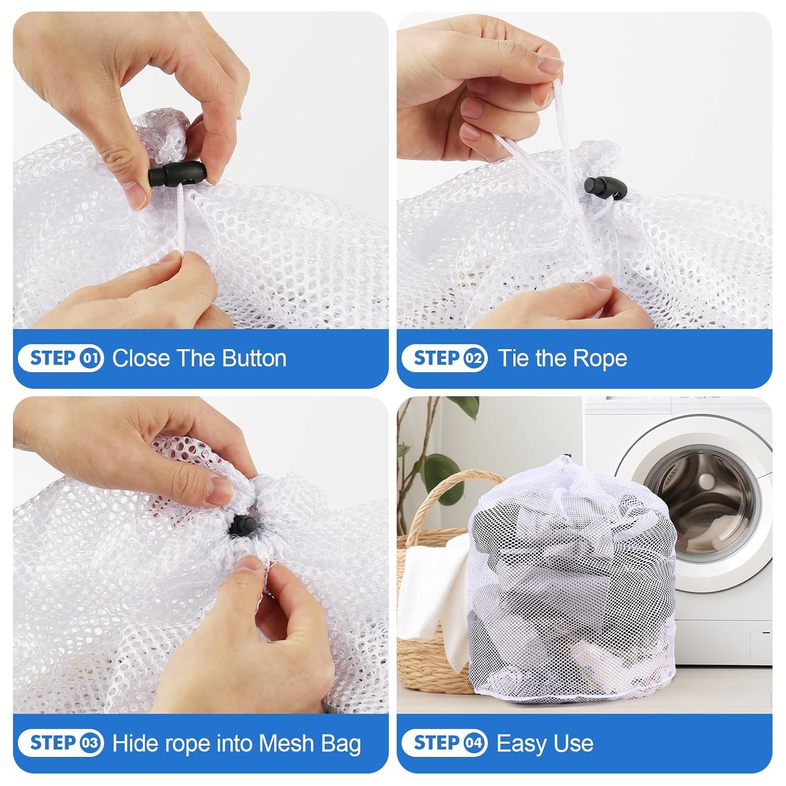 Drawstring Mesh Laundry Wash Bag