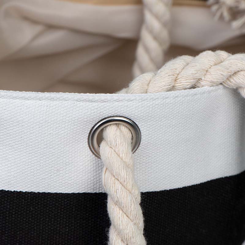 Striped Canvas Tote Bag with Rope Handles