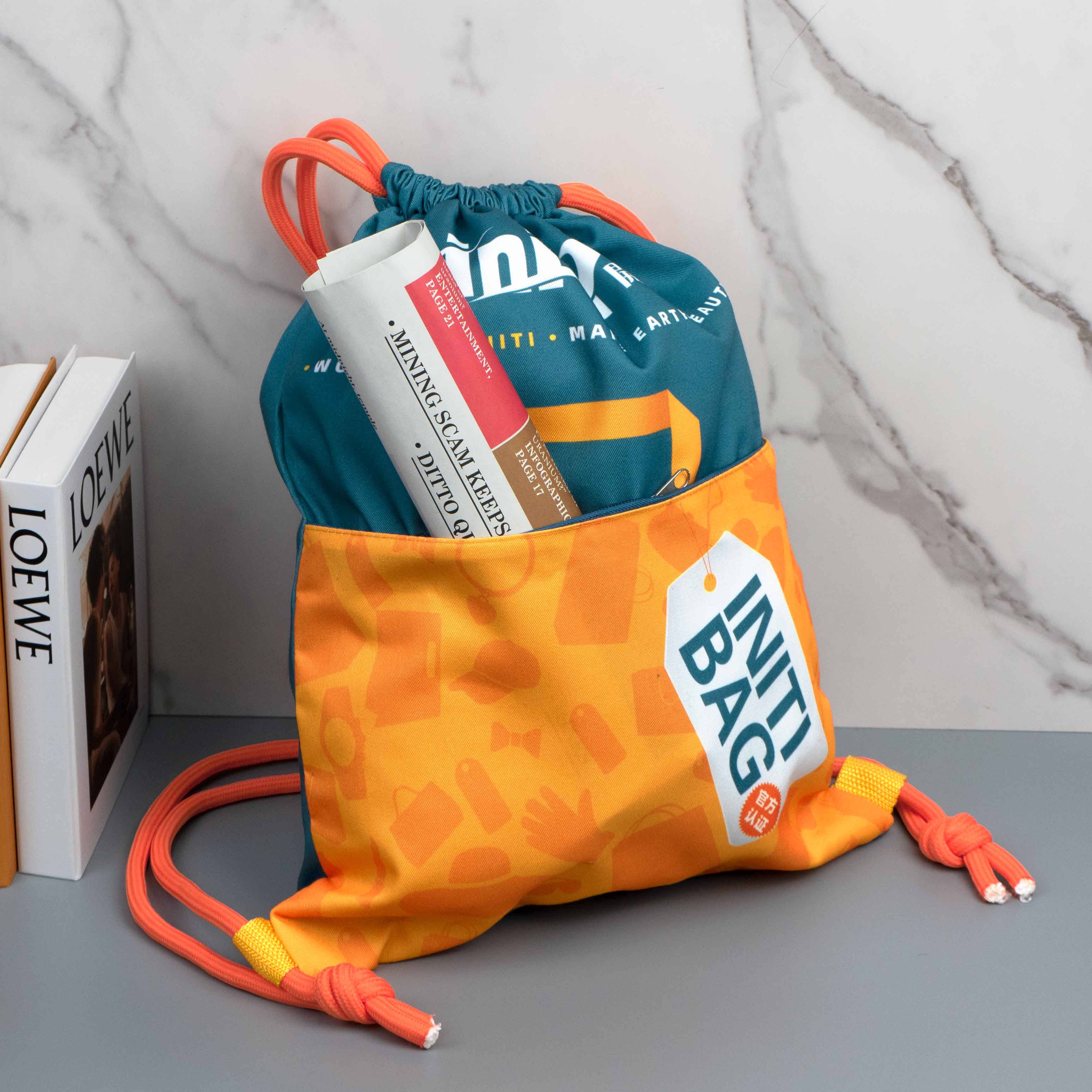 Printed Polyester Drawstring Backpack