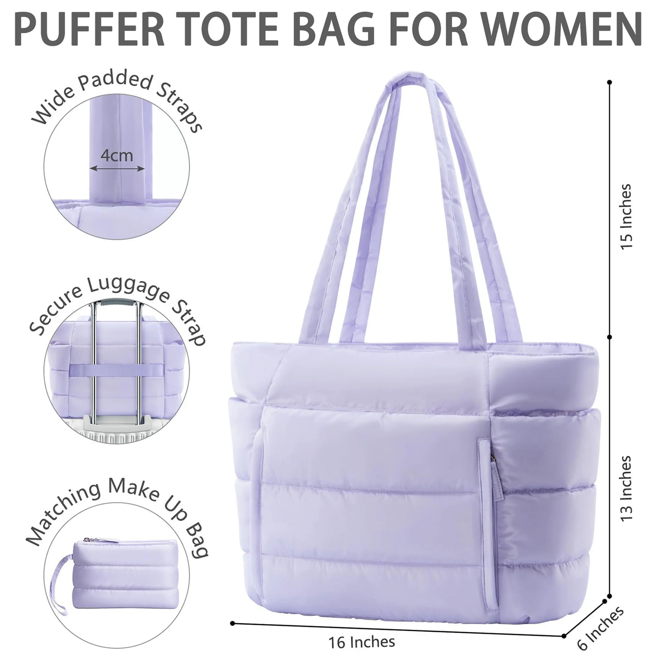 Custom Waterproof Quilted Shoulder Tote Bag