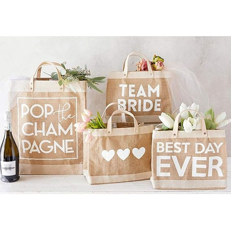 Custom Jute Tote Bag with Leather Handles