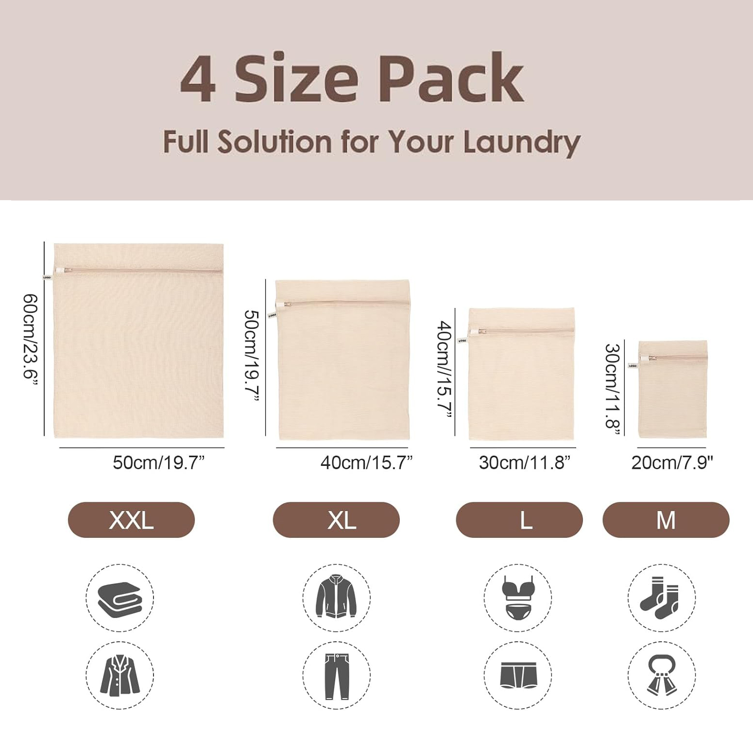 Organic Cotton Mesh Zipper Laundry & Travel Organizer Set
