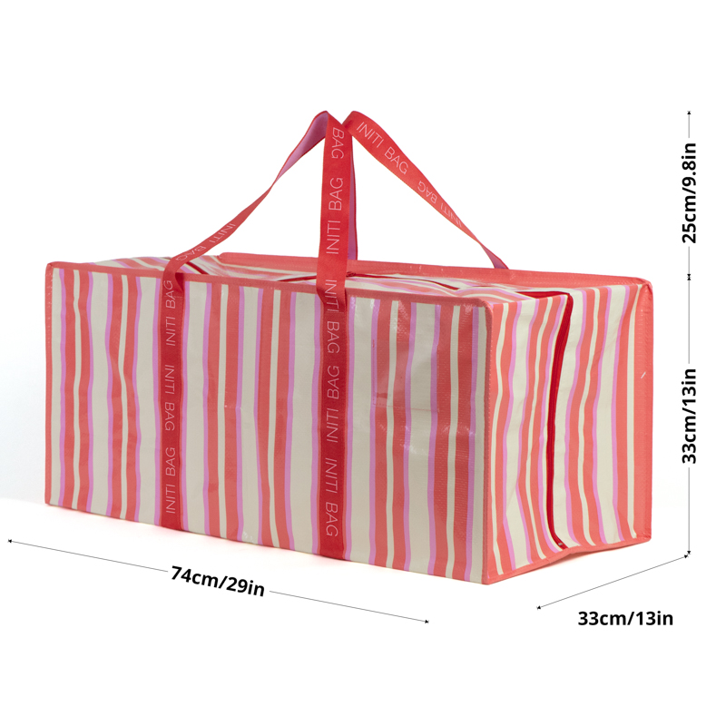 Custom Large Striped PP Woven Storage Bag with Zipper