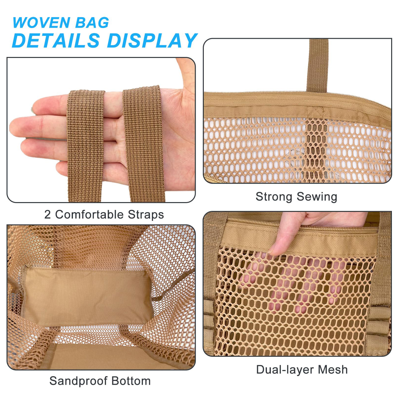 Custom Mesh Tote Bag with Zipper Pocket