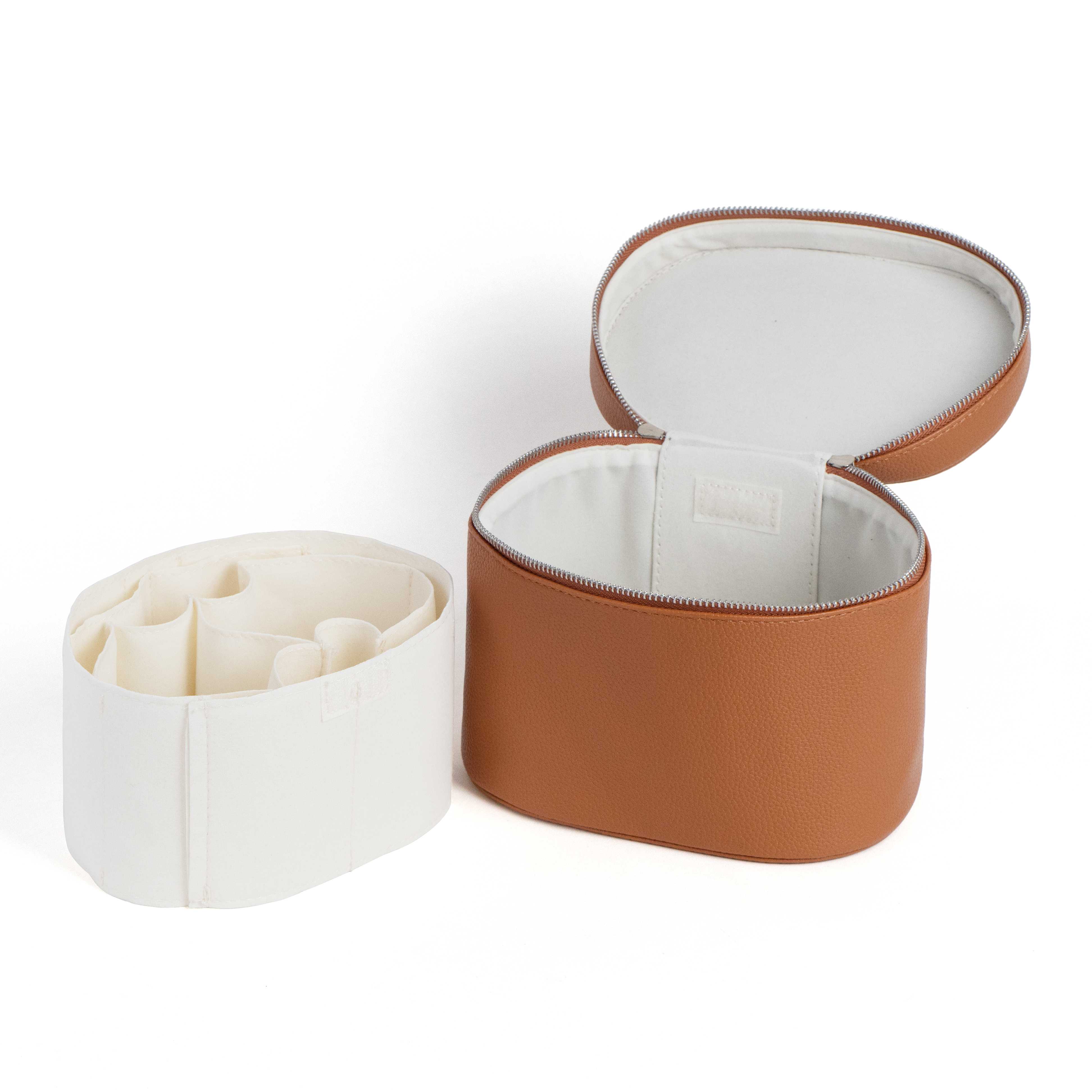 PU Leather Cosmetic Organizer Case with Removable Dividers