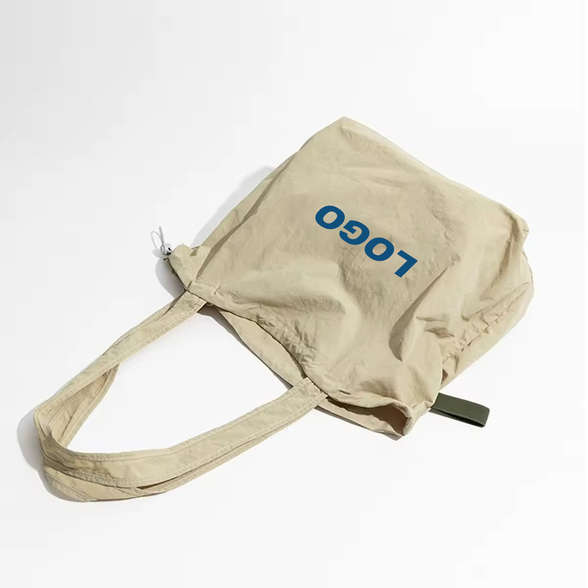 Drawstring Nylon Shoulder Shopping Bag