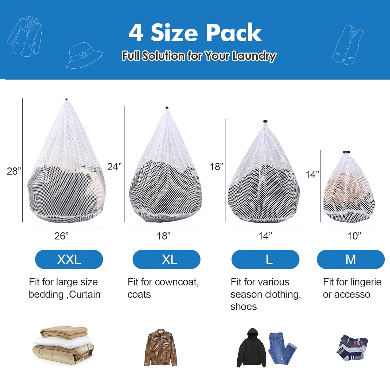 Drawstring Mesh Laundry Wash Bag
