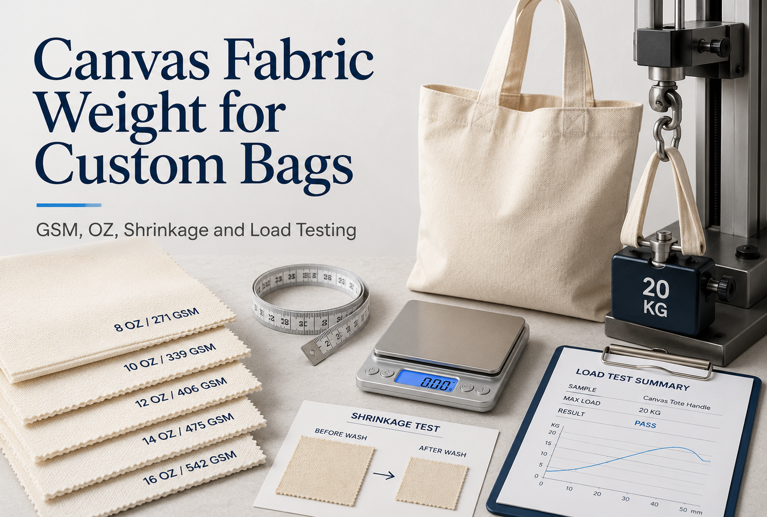 Canvas Fabric Weight for Custom Bags: GSM, OZ, Shrinkage and Load Testing