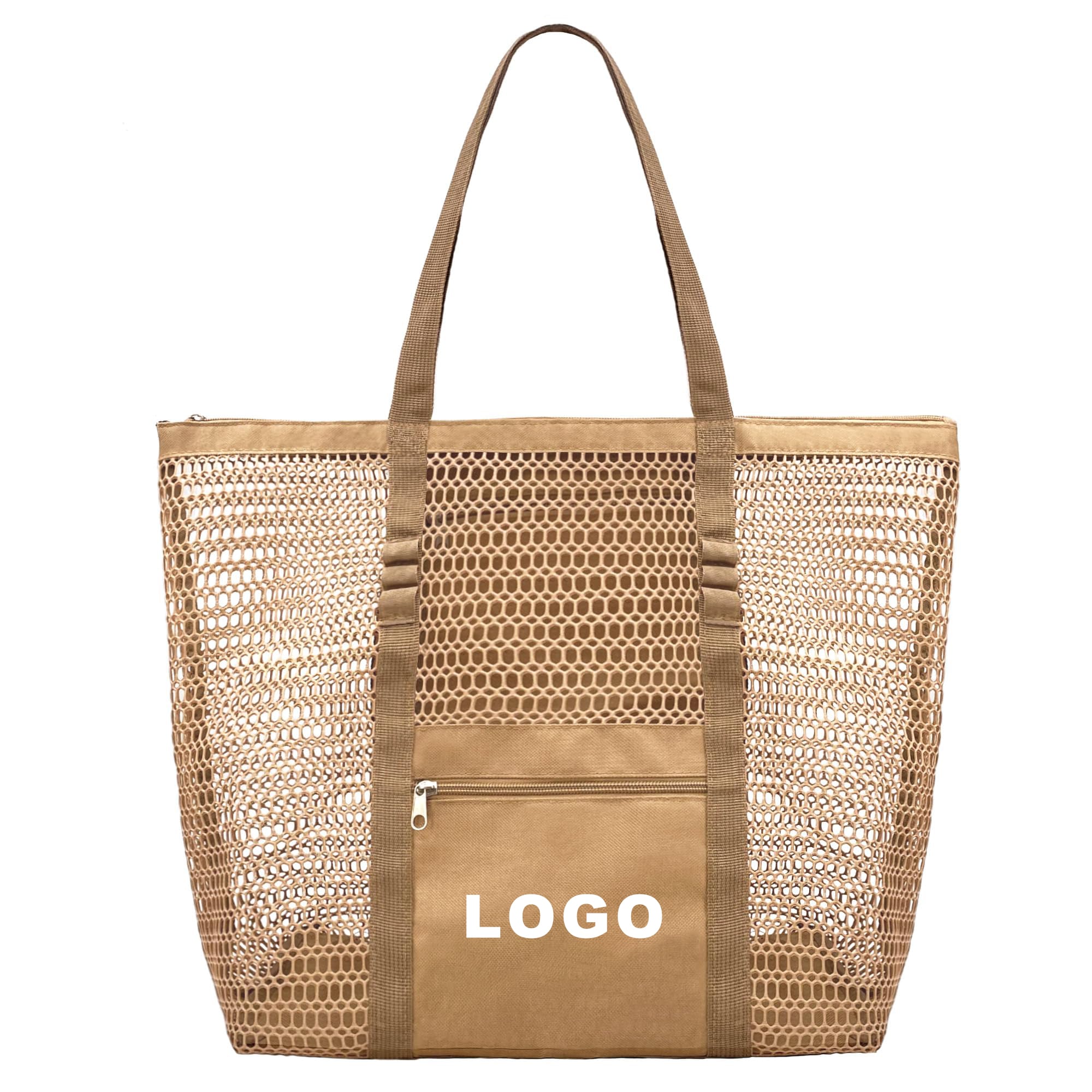Custom Mesh Tote Bag with Zipper Pocket
