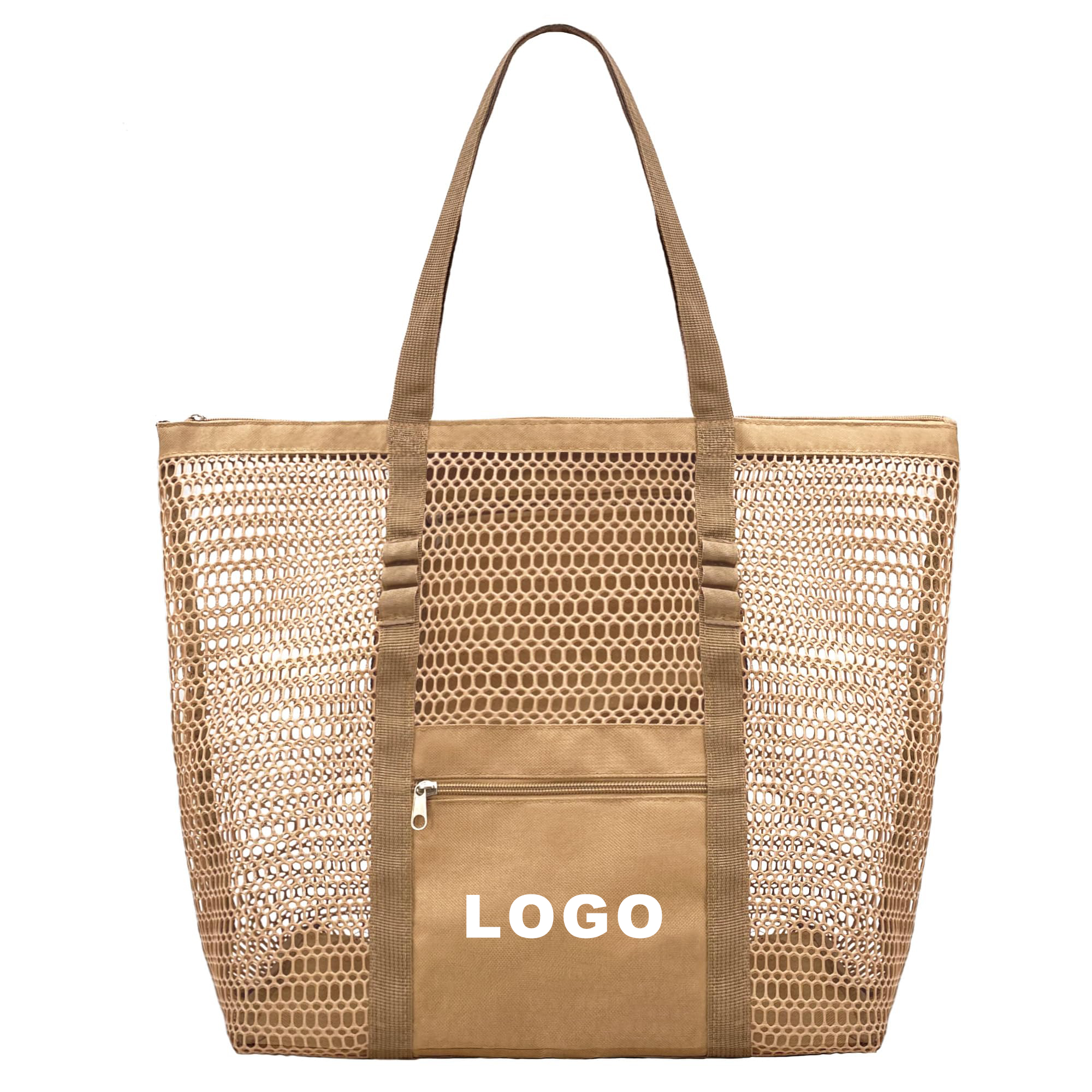 Custom Mesh Tote Bag with Zipper Pocket