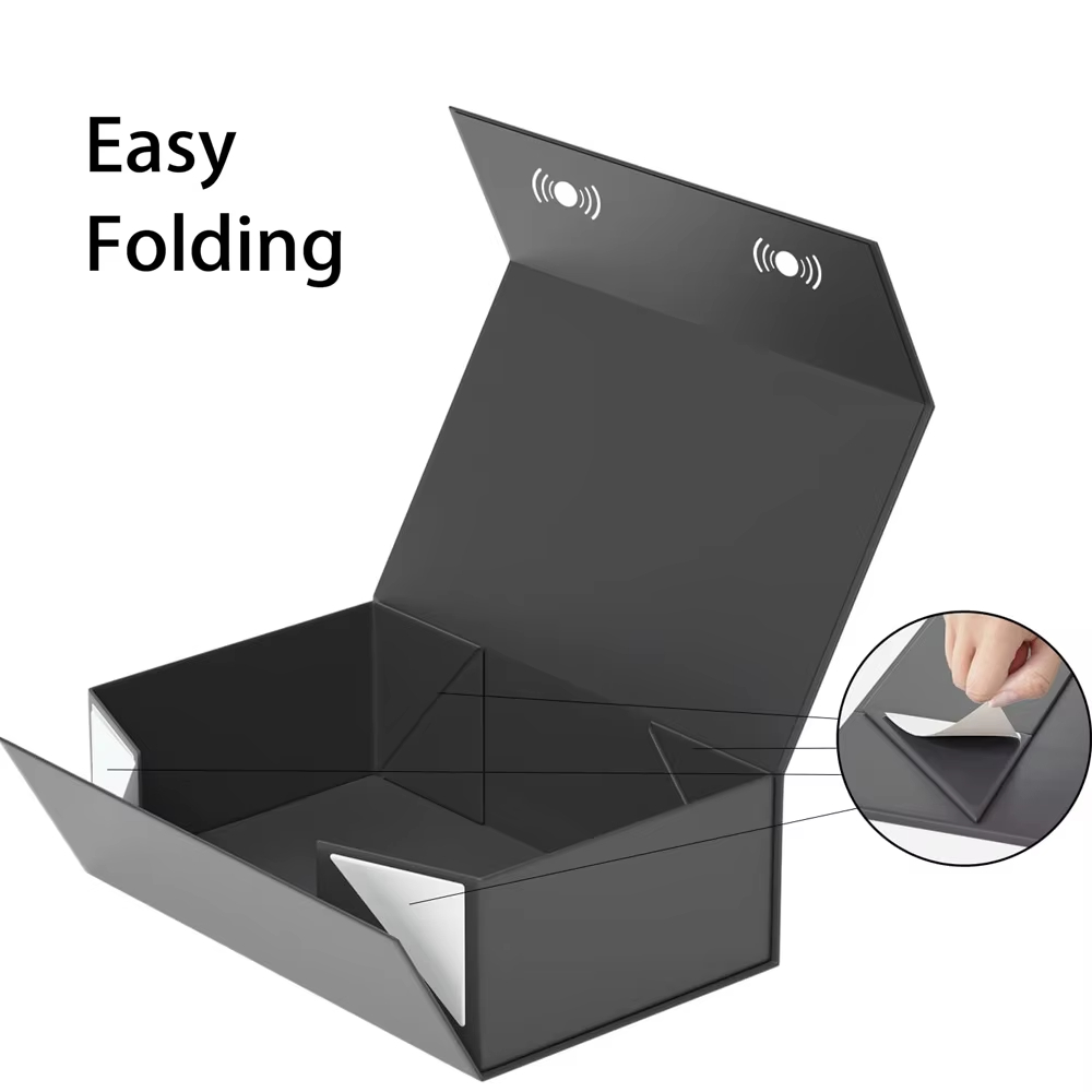 Magnetic Closure Rectangle Collapsible Ribbon Gift Box with Lid for Present Jewelry Gift