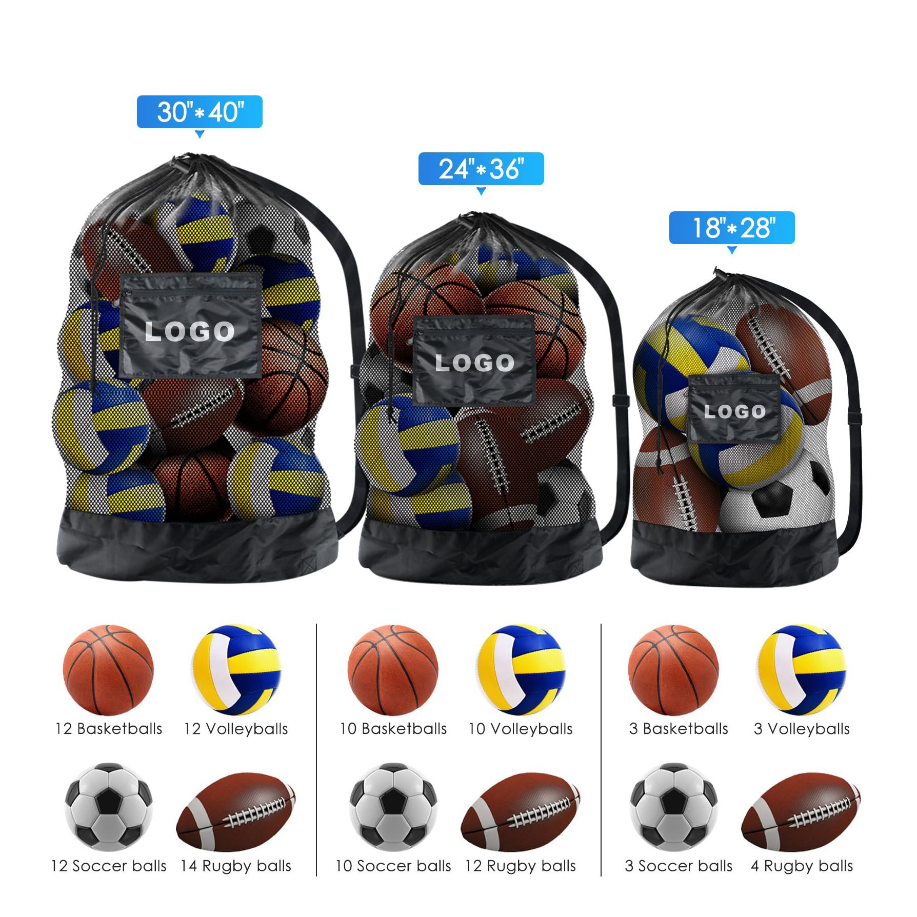 Heavy-Duty Drawstring Mesh Ball Storage Bag