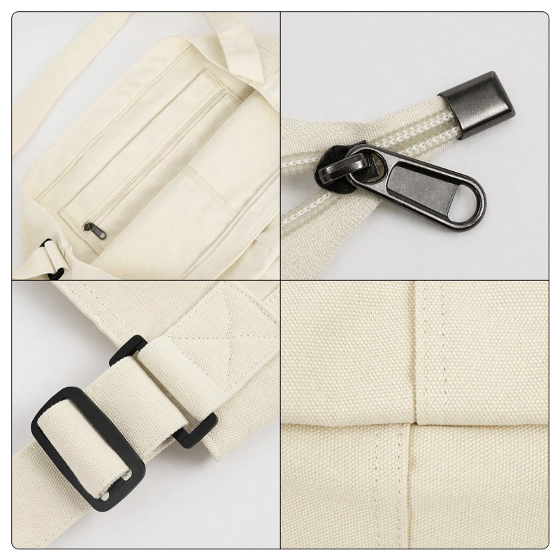 Large Canvas Crossbody Bag with Wide Gusset