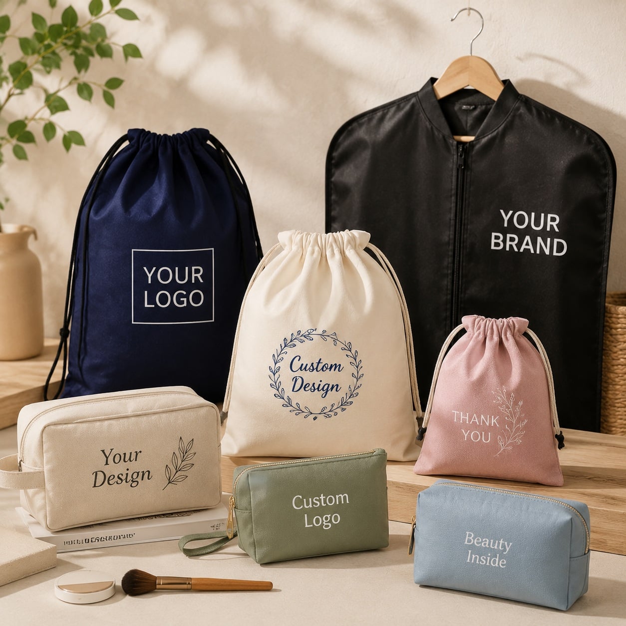 Drawstring, Cosmetic & Garment Bags