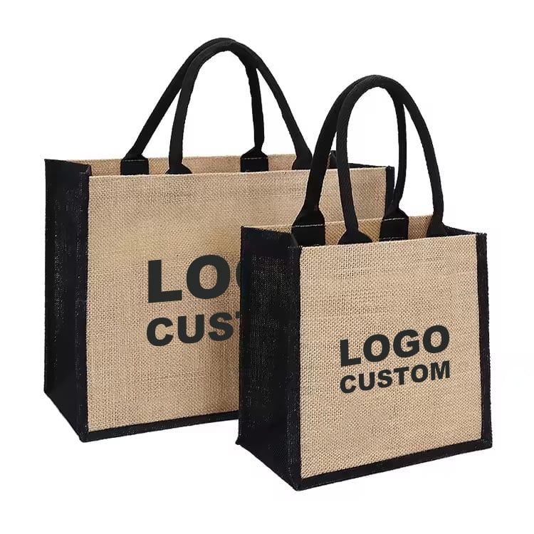 Custom Burlap Tote Bag with Reinforced Handles