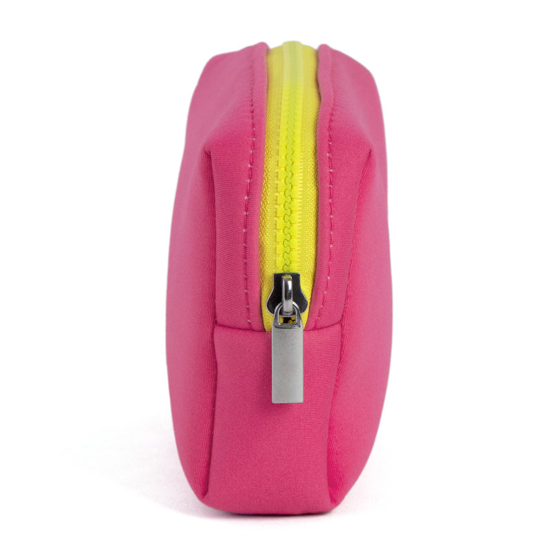 Compact Padded Cosmetic Pouch with Contrast Zipper