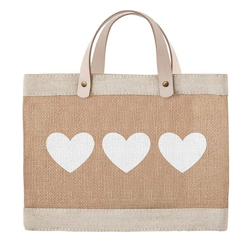 Custom Jute Tote Bag with Leather Handles