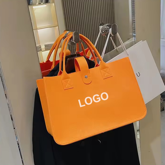 Custom Felt Tote Bag with Snap Closure