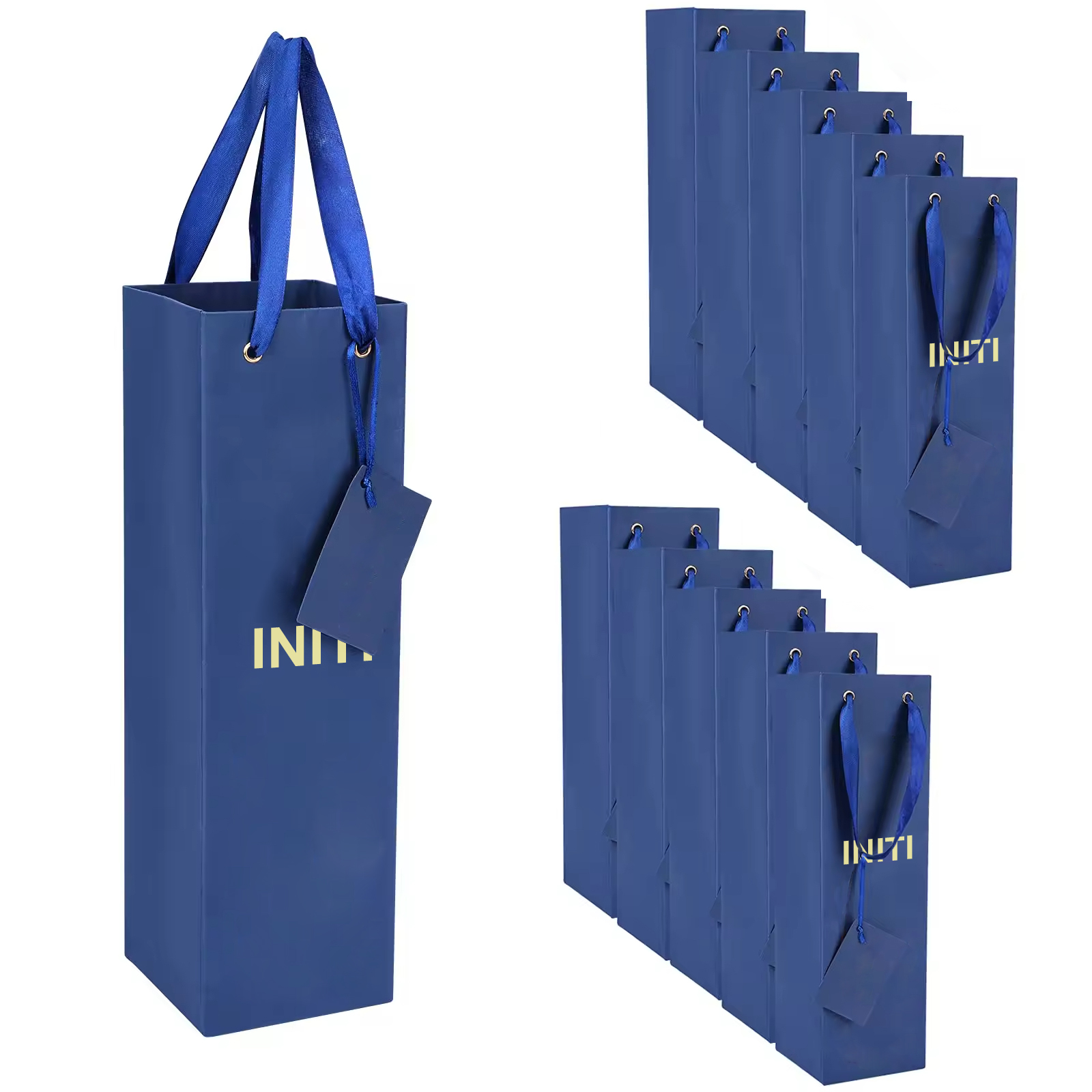 Ribbon Handle Paper Wine Bottle Bag