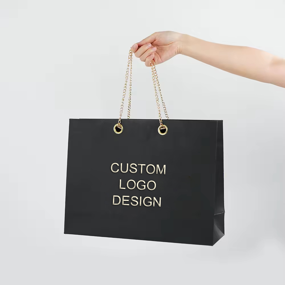 Luxury Paper Gift Bag with Gold Chain Handle
