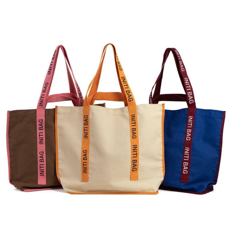 Large Logo Webbing Canvas Tote Bag