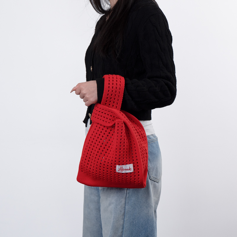 Openwork Knitted Wristlet Bag