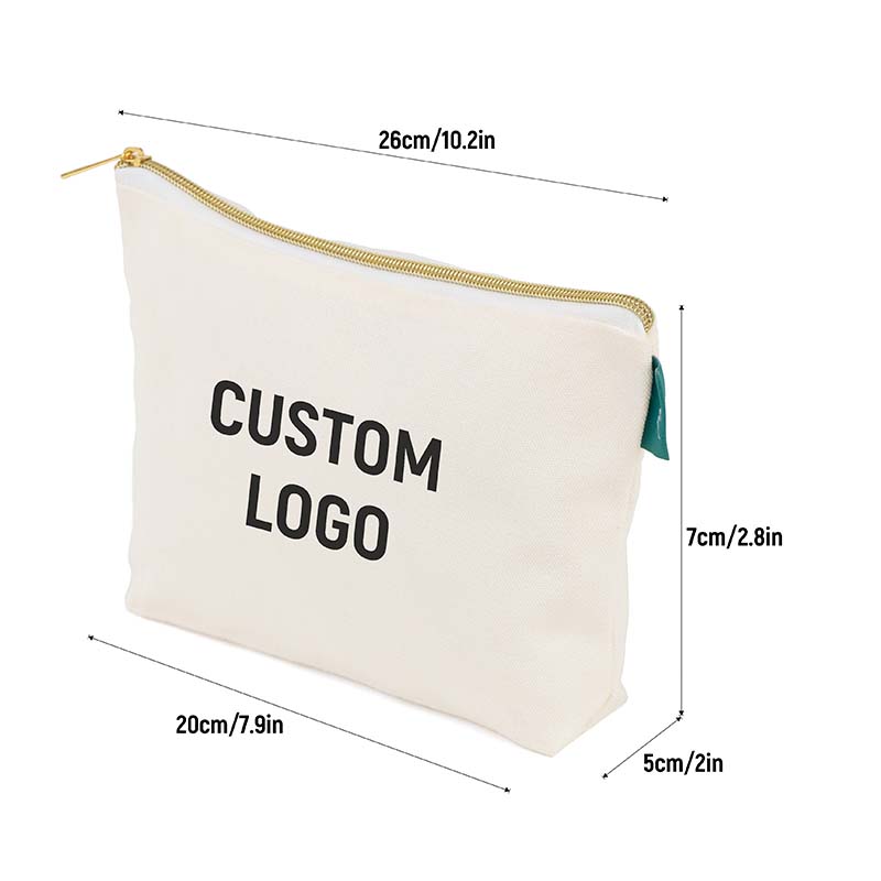 Custom Cotton Canvas Cosmetic Bag with Zipper