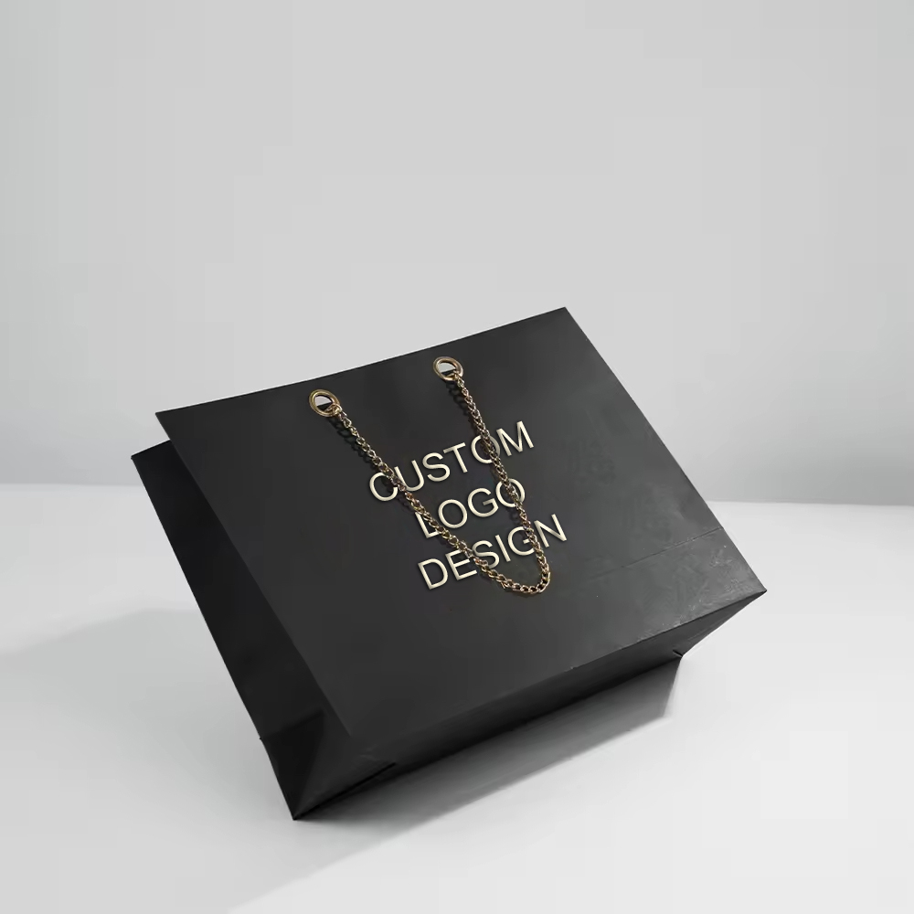 Luxury Paper Gift Bag with Gold Chain Handle