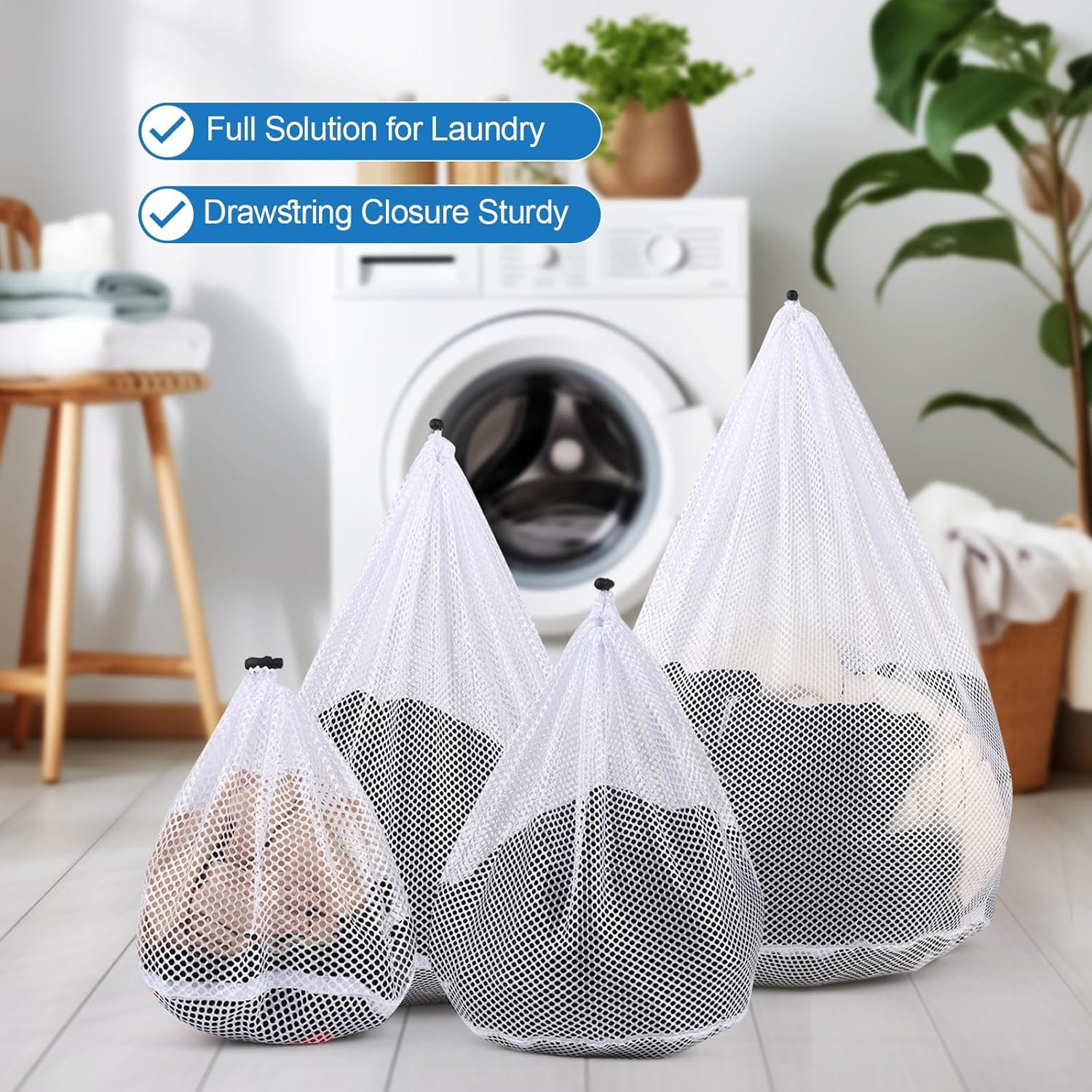 Drawstring Mesh Laundry Wash Bag