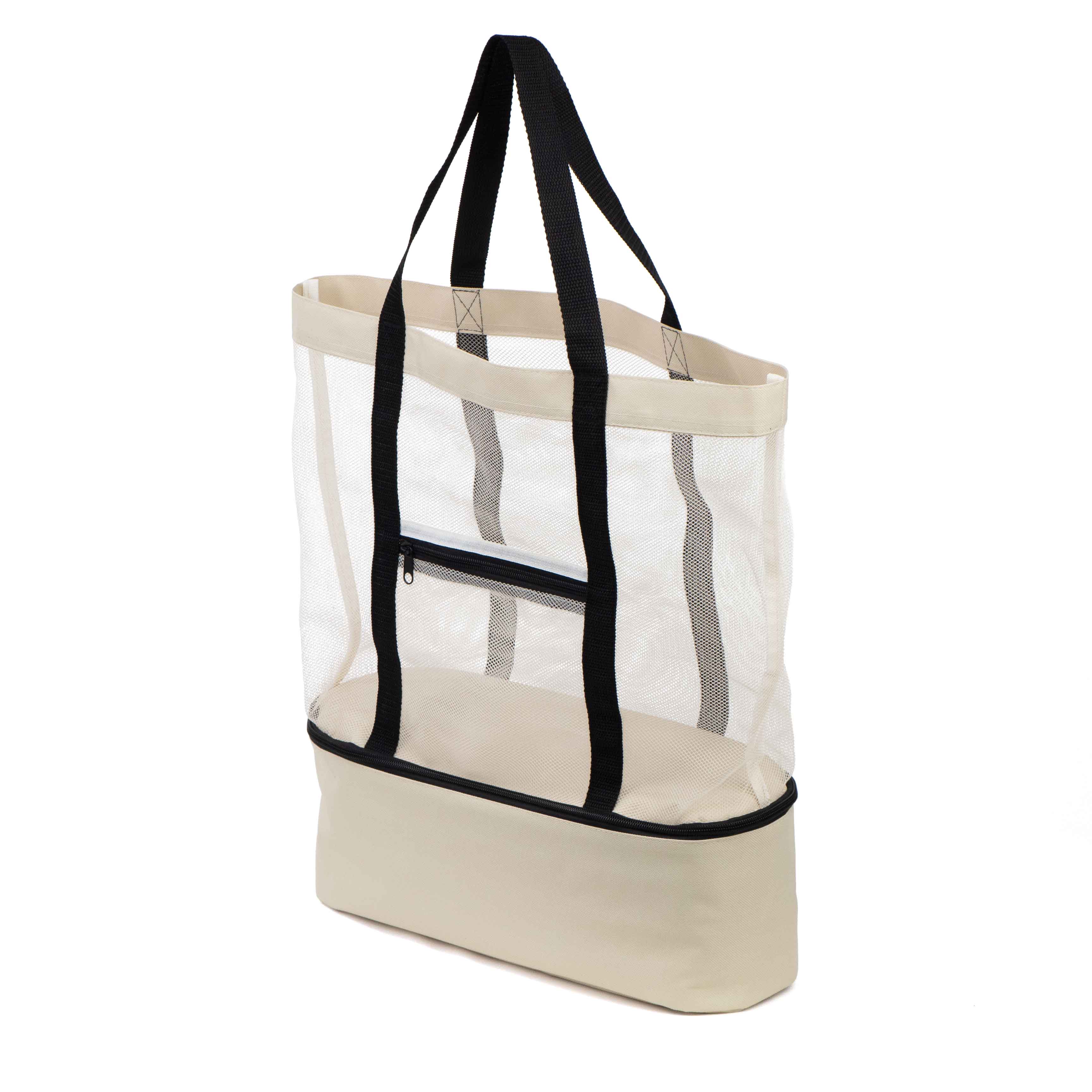 Mesh Beach Bag with Insulated Cooler Compartment