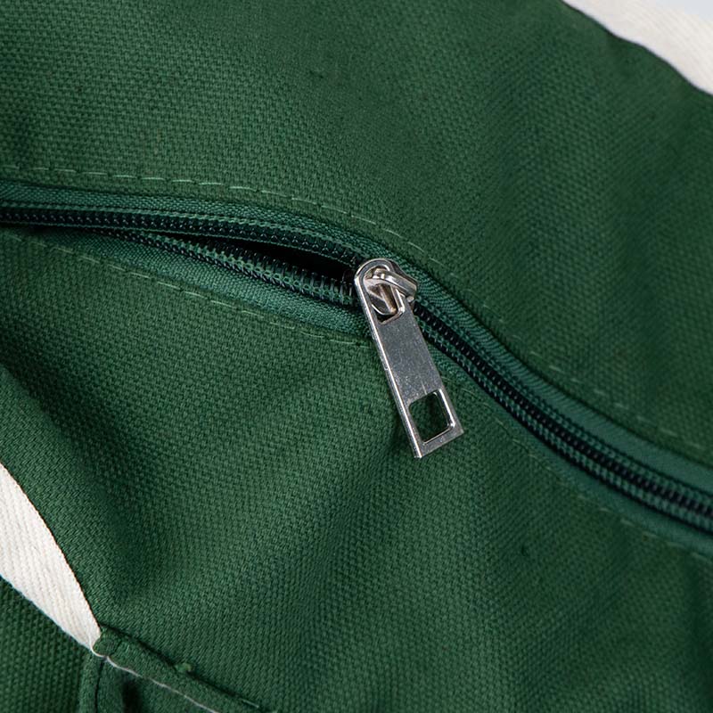 Contrast-Trim Zip-Top Canvas Tote Bag