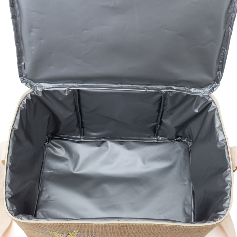 Custom Two-Tier Jute Insulated Cooler Bag