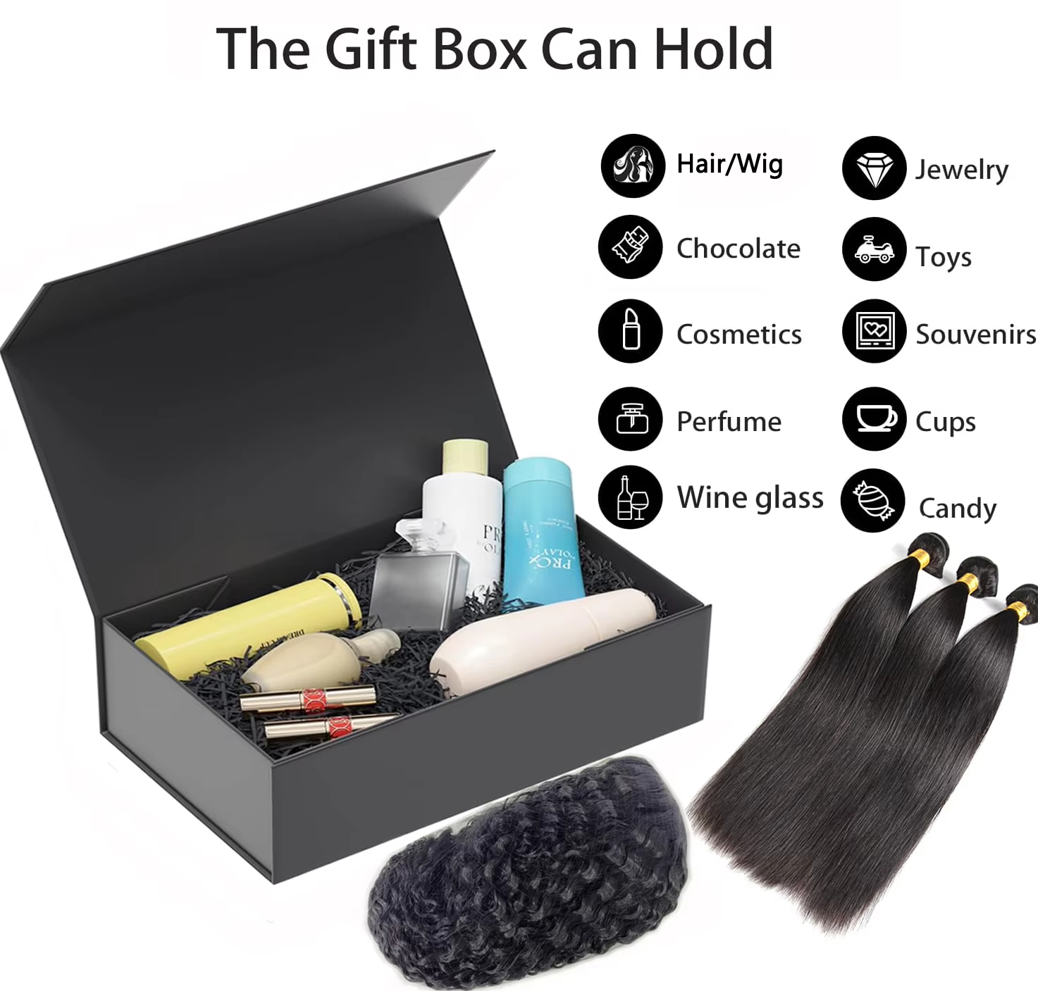 Magnetic Closure Rectangle Collapsible Ribbon Gift Box with Lid for Present Jewelry Gift