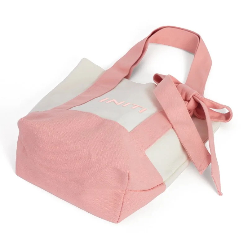 Splicing Canvas Bag with Bow