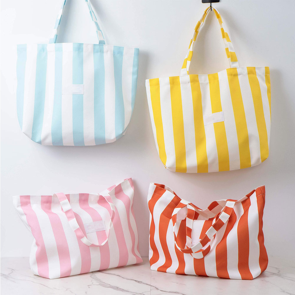 Striped Canvas Tote Bag