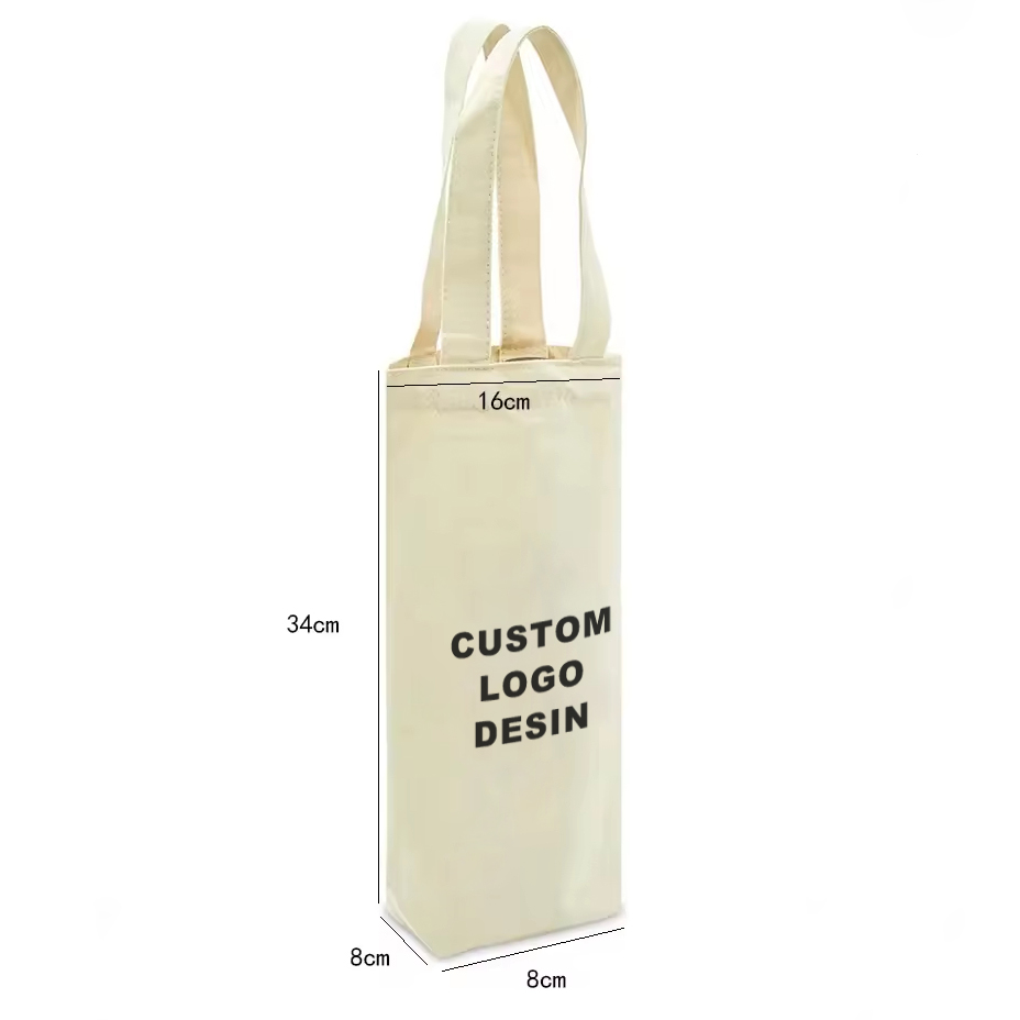 Two-Bottle Cotton Canvas Wine Tote Bag