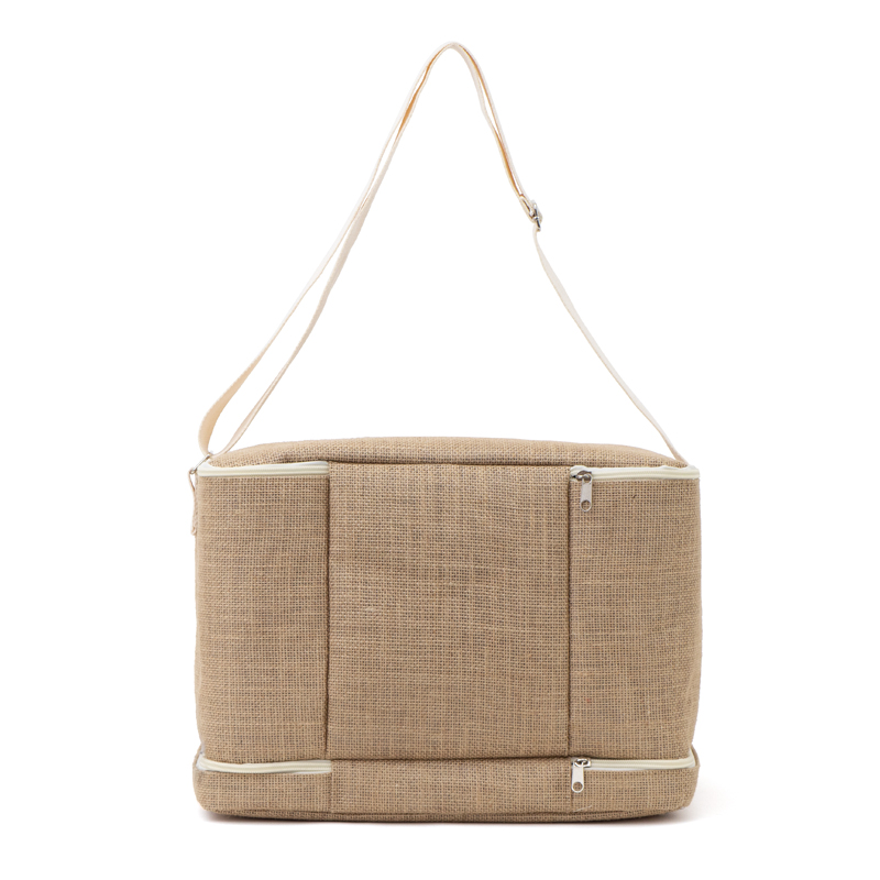 Custom Two-Tier Jute Insulated Cooler Bag