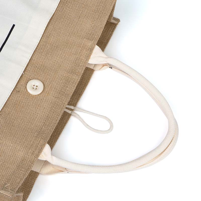 Jute Tote Bag with Canvas Front Pocket