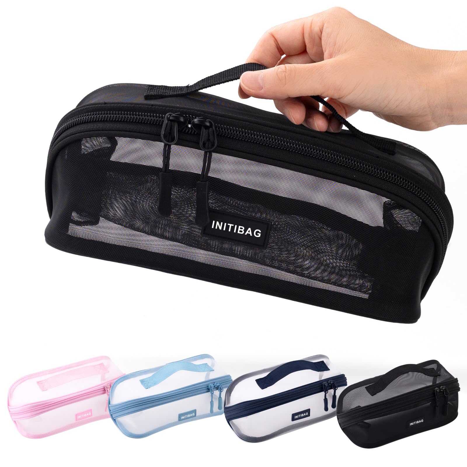 Double-Layer Mesh Stationery Organizer Case