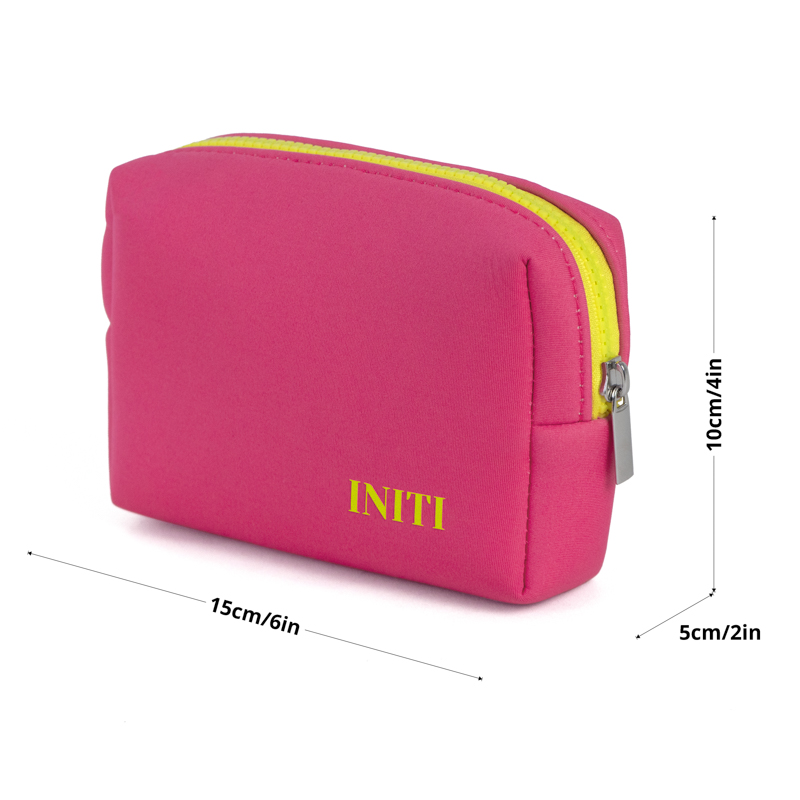 Compact Padded Cosmetic Pouch with Contrast Zipper