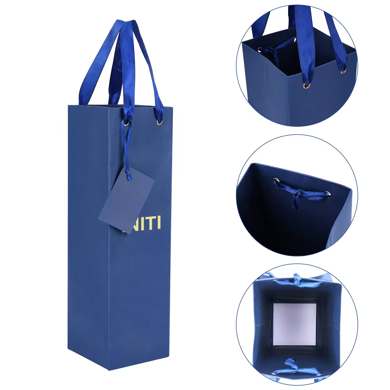 Ribbon Handle Paper Wine Bottle Bag