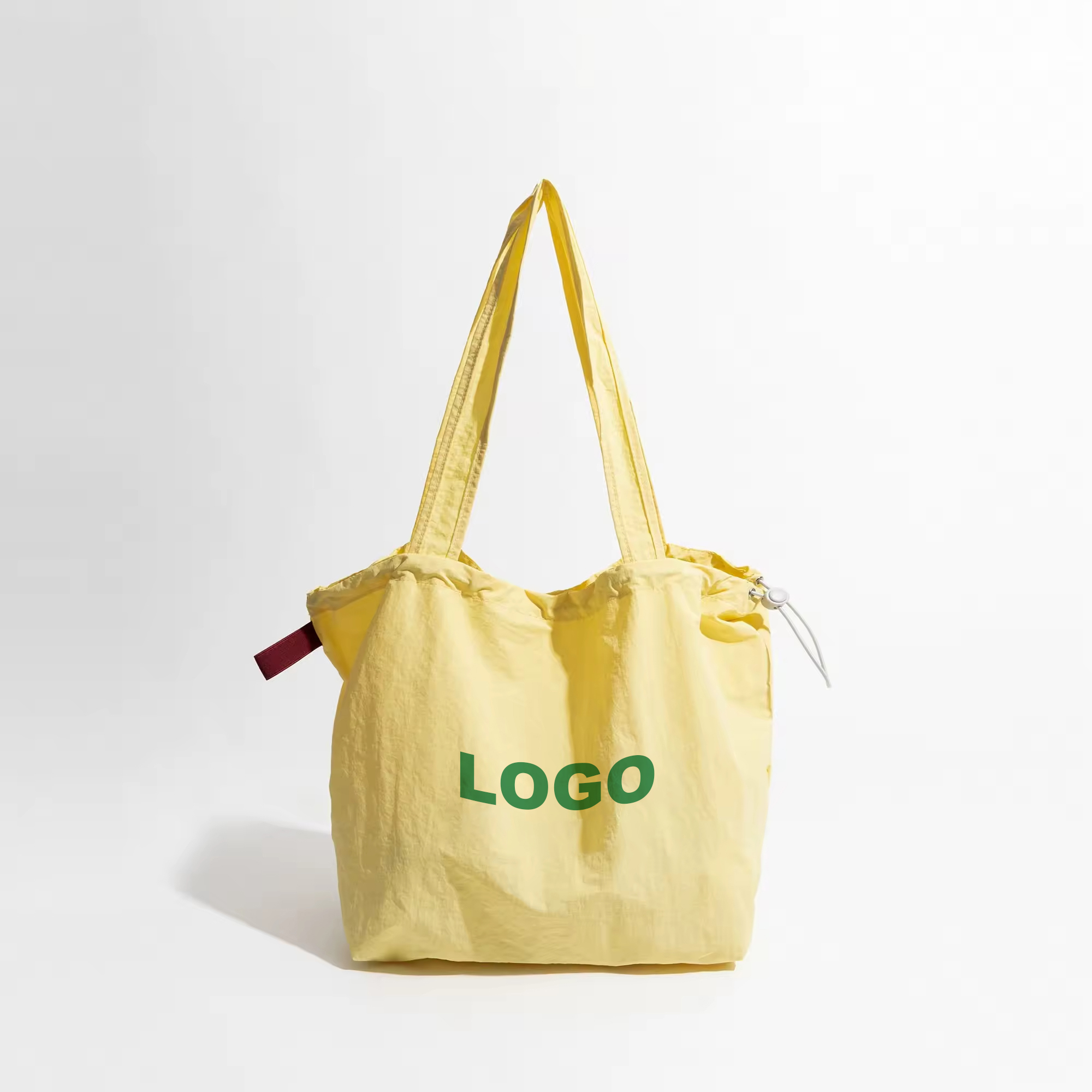Drawstring Nylon Shoulder Shopping Bag